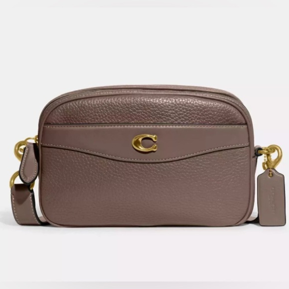 Coach CC386 Pebble Leather Camera Bag - Dark Stone